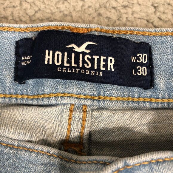 Hollister Jeans Men 30x30 Blue Skinny Leg Distressed Stretch Preppy Normcore - Picture 3 of 10